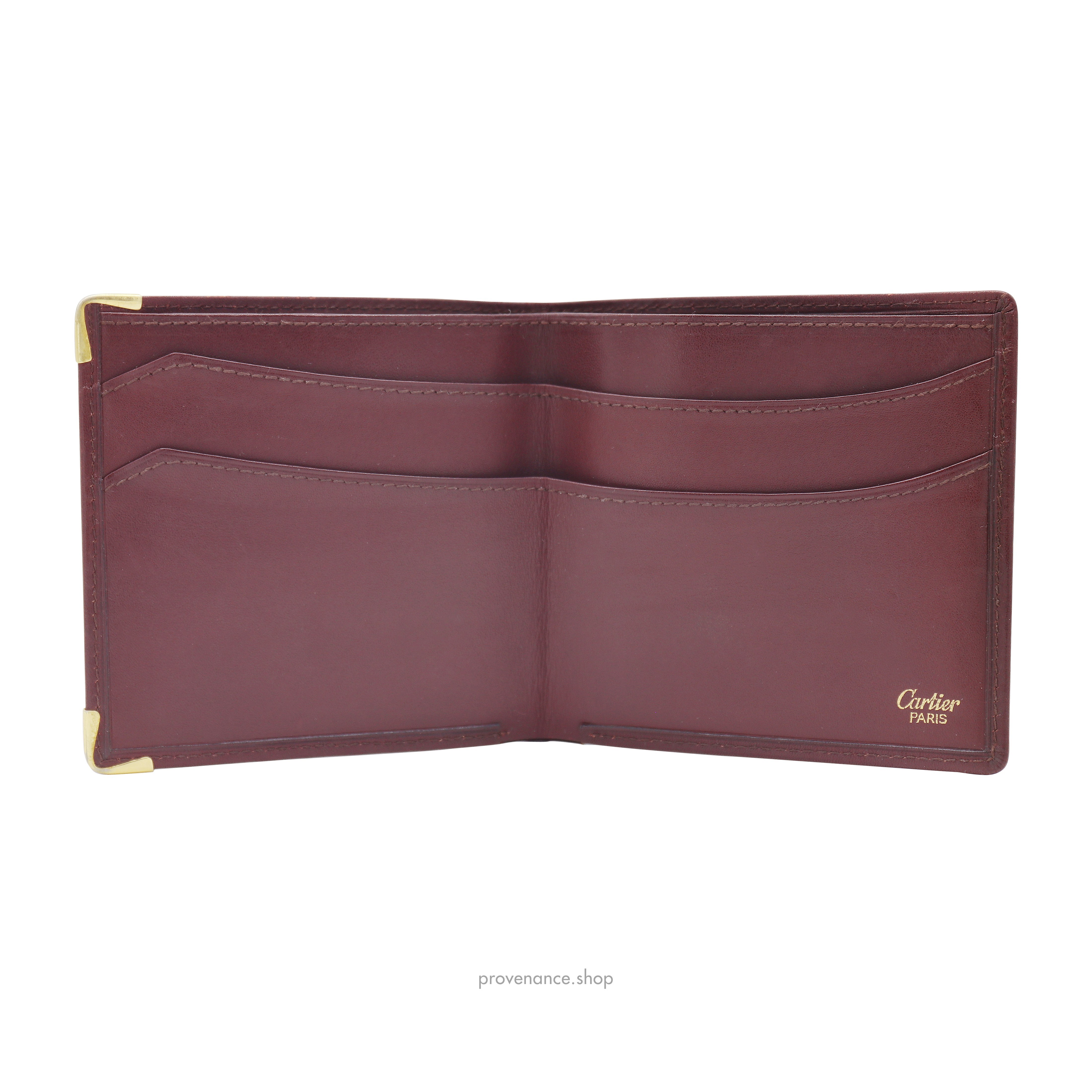 Cartier Bifold Wallet - Burgundy Calfskin Leather - 5