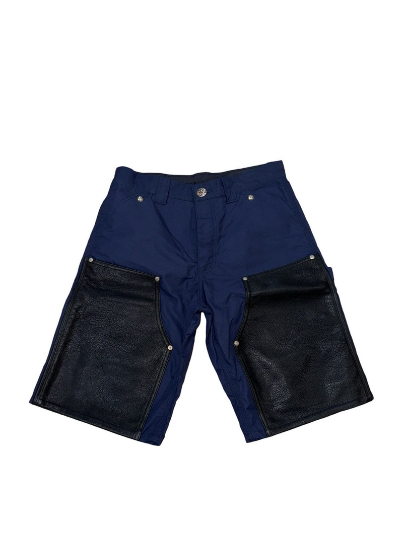Yellow cross patch leather double knee carpenter shorts - 1