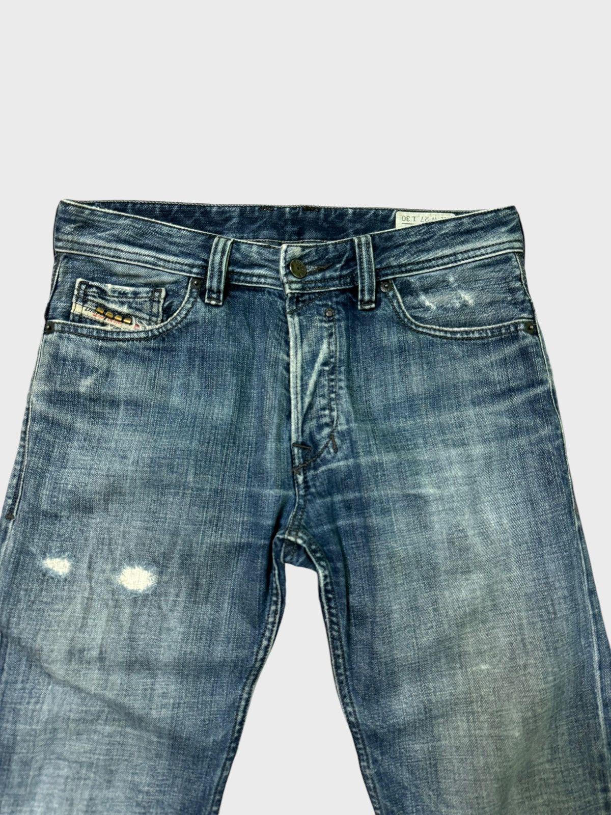 DIESEL INDUSTRY SNAP BUTTON DISTRESSED DENIM JEANS - 3