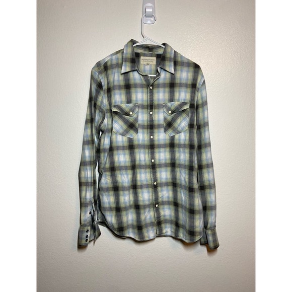 Ralph Lauren Denim & Supply Button Up Shirt Long Sleeve Plaid Black Blue Large - 2