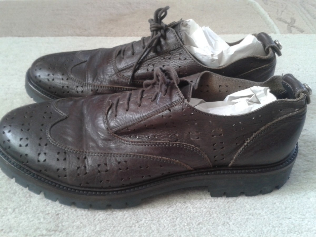 RARE Laser Cut Detail Commander Derby Leather Shoes - 1