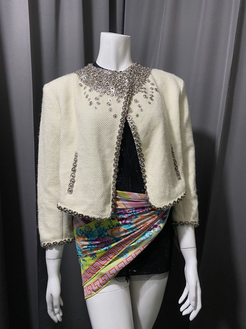 Rare! JPG 2000s Embellished Metallic Buttons Tweed Jacket - 1