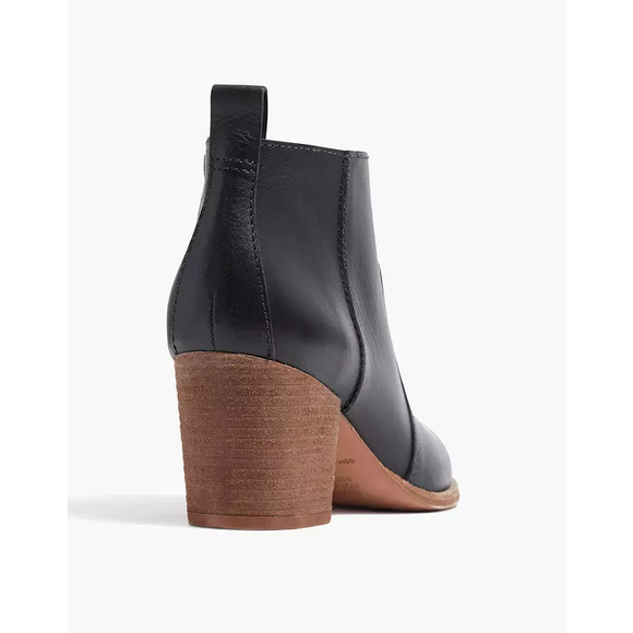 Madewell The Brenner Boot Leather Block Heel Ankle Shaft Almond Toe Black 9.5 - 2