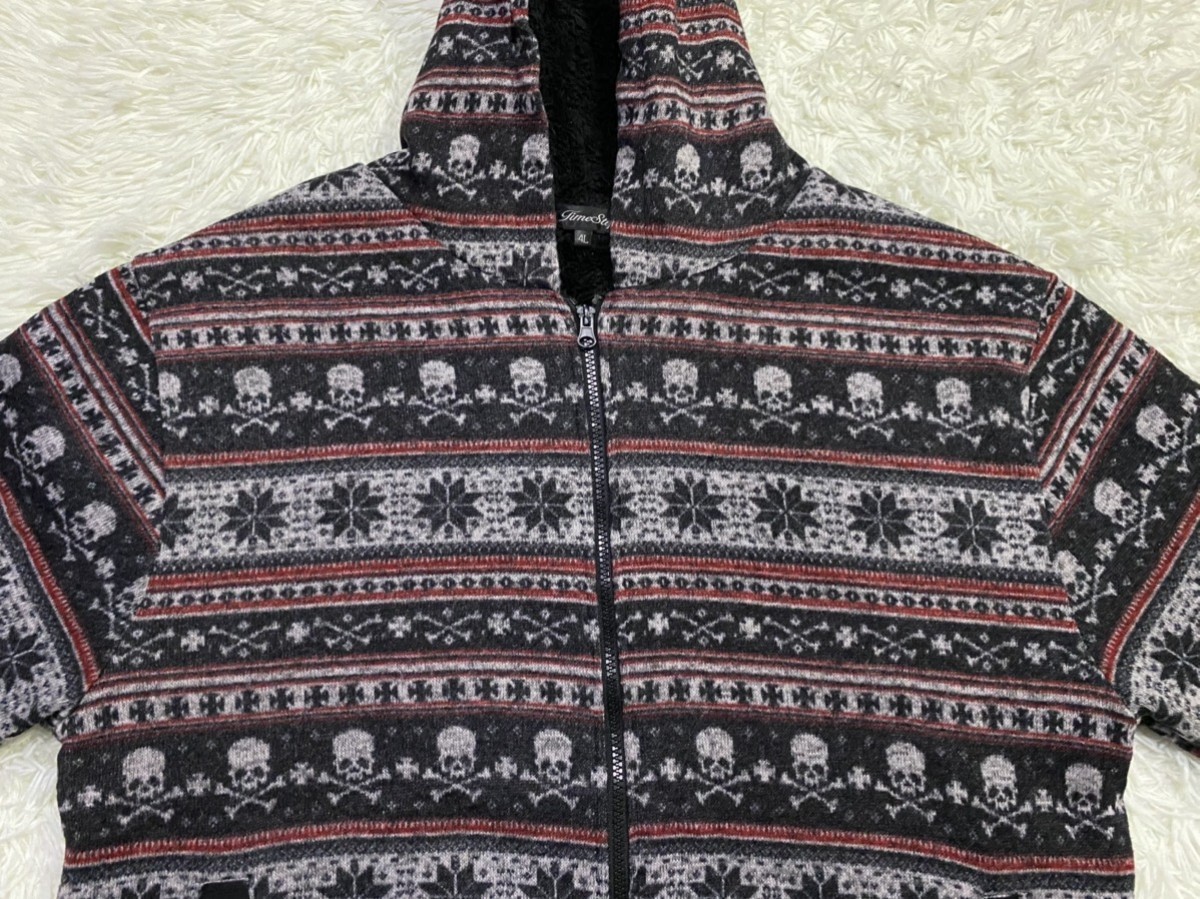 Japanese Brand - Fullprint Skulls Fleece Lined Zipper Hoodie Knitwear Jacket - 3