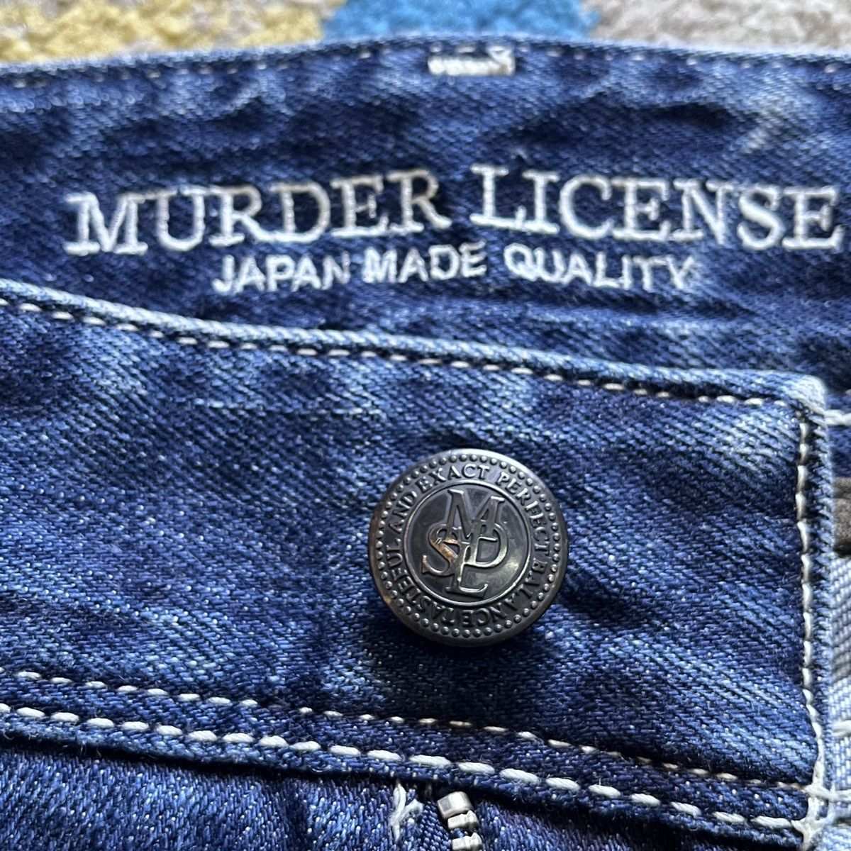 Japanese Brand - Vintage Murder License Denim Blue Paint Art - 5