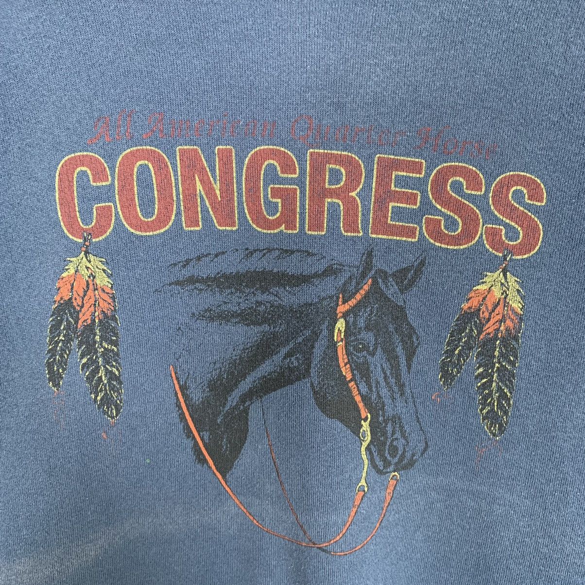 Vintage Congress Animal Design Horse Sweatshirt Crewneck - 5