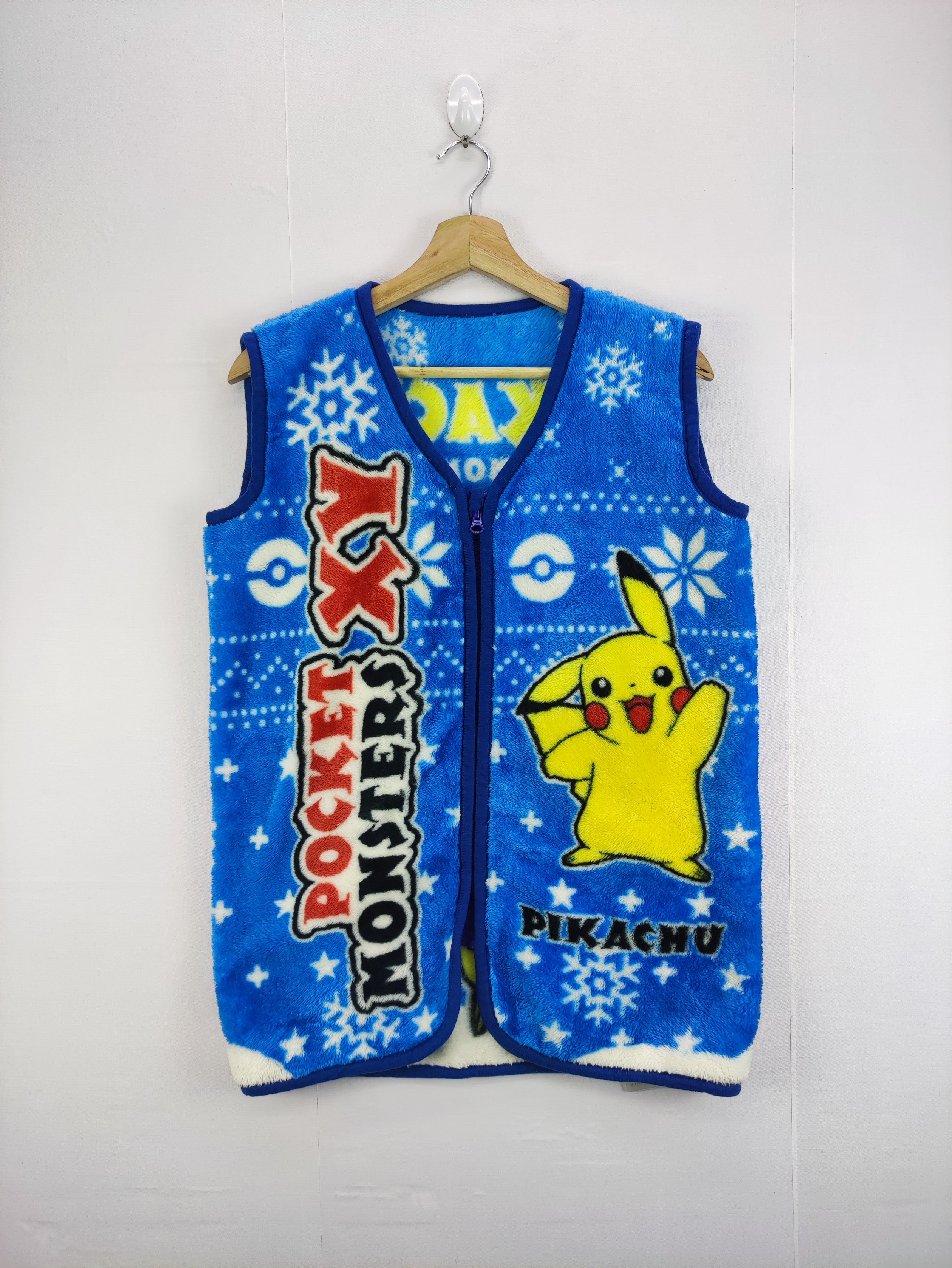 Vintage pokemon Pikachu Vest Fleece Zipper - 1