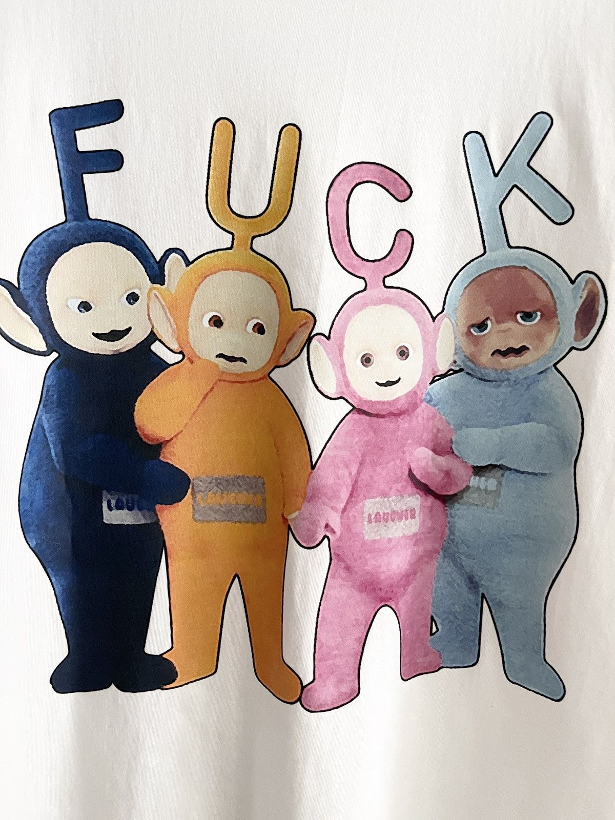 Humor - STEAL! 2000s Teletubbies FUCK Family Characters Tee (L) - 4