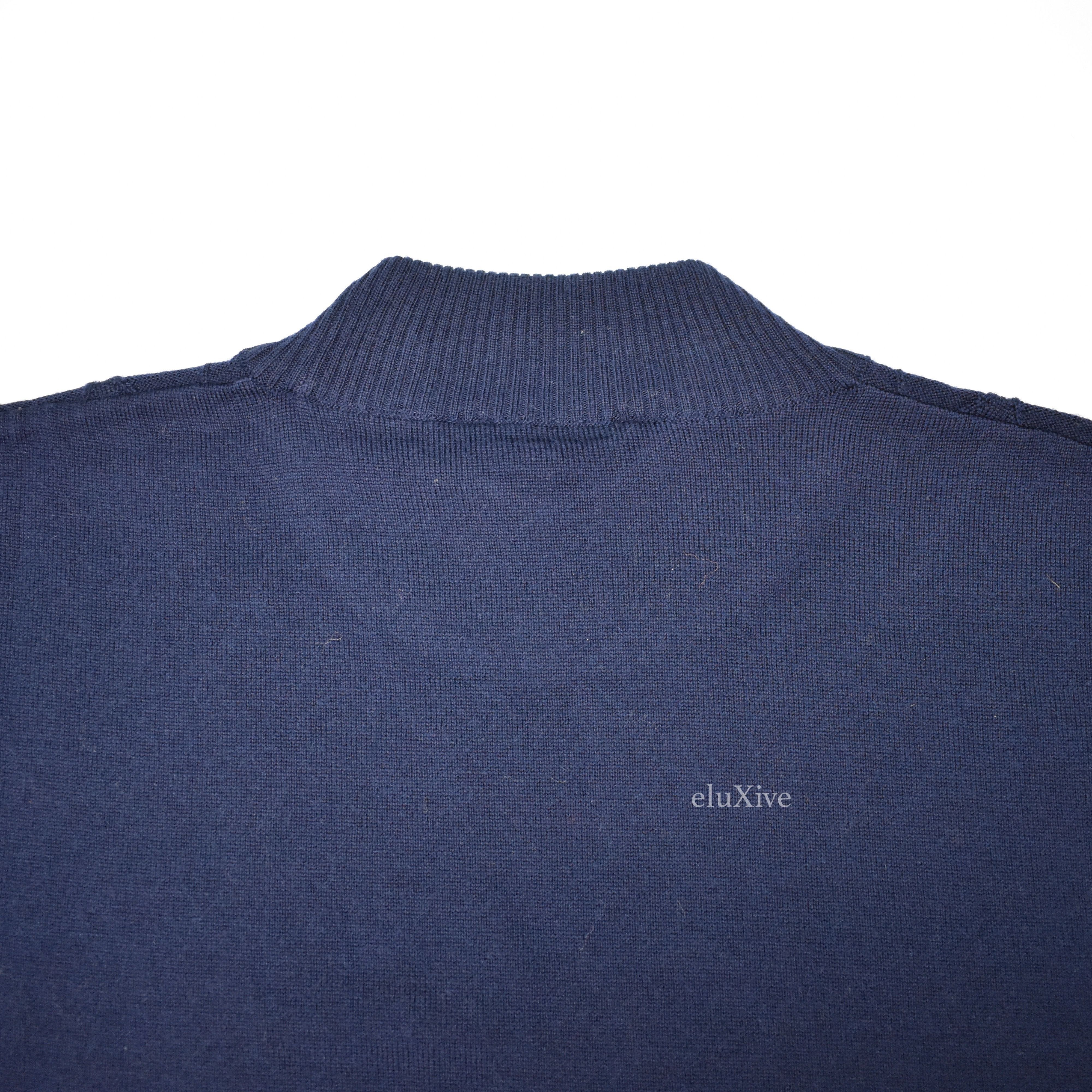 Brioni Navy Diamond Knit Wool Mock Neck Sweater NWT - 10