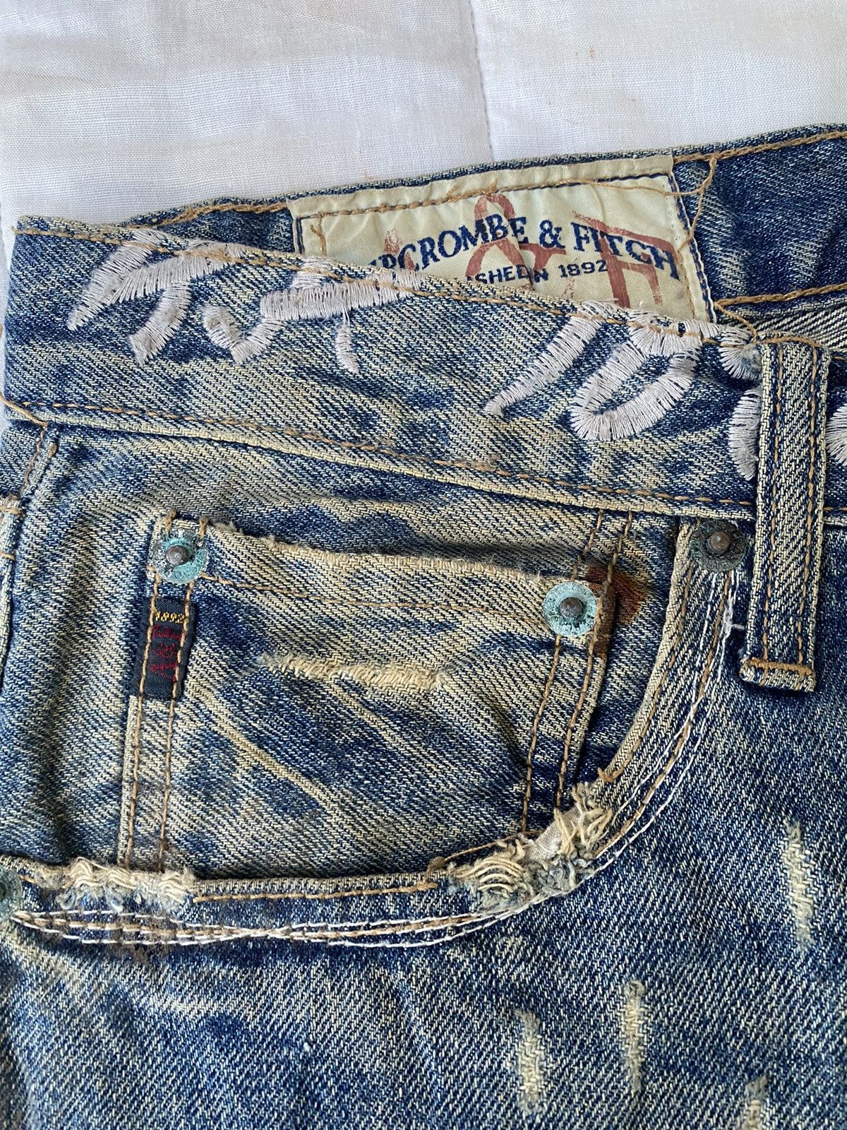 🔥FLARE JEANS RUSTY BAGGY ABERCROMBIE & FITCH DISTRESS DENIM - 10