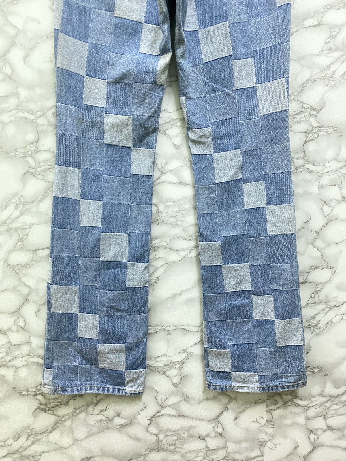 Designer - FAMOUS CREST JEANS CHECKED DENIM PANTS - 13