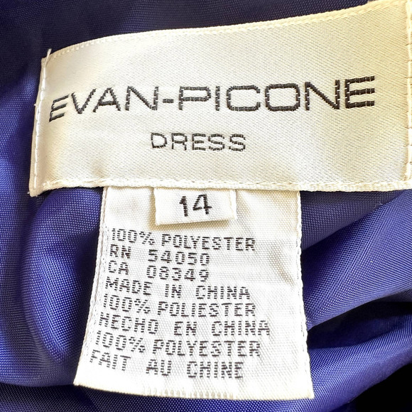 Evan Picone Asymmetrical Ruffle Hem Midi Dress V Neck Mermaid Royal Blue 14 - 4