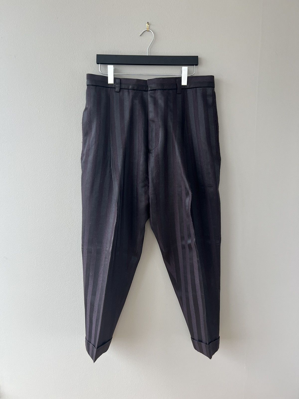 AW15 Striped Cuffed Wool Trousers - 1