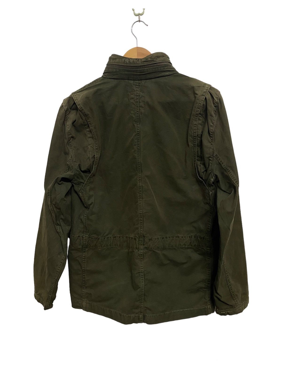 Vintage - GAP Men's Green Military Jacket With Hidden Hood - 2