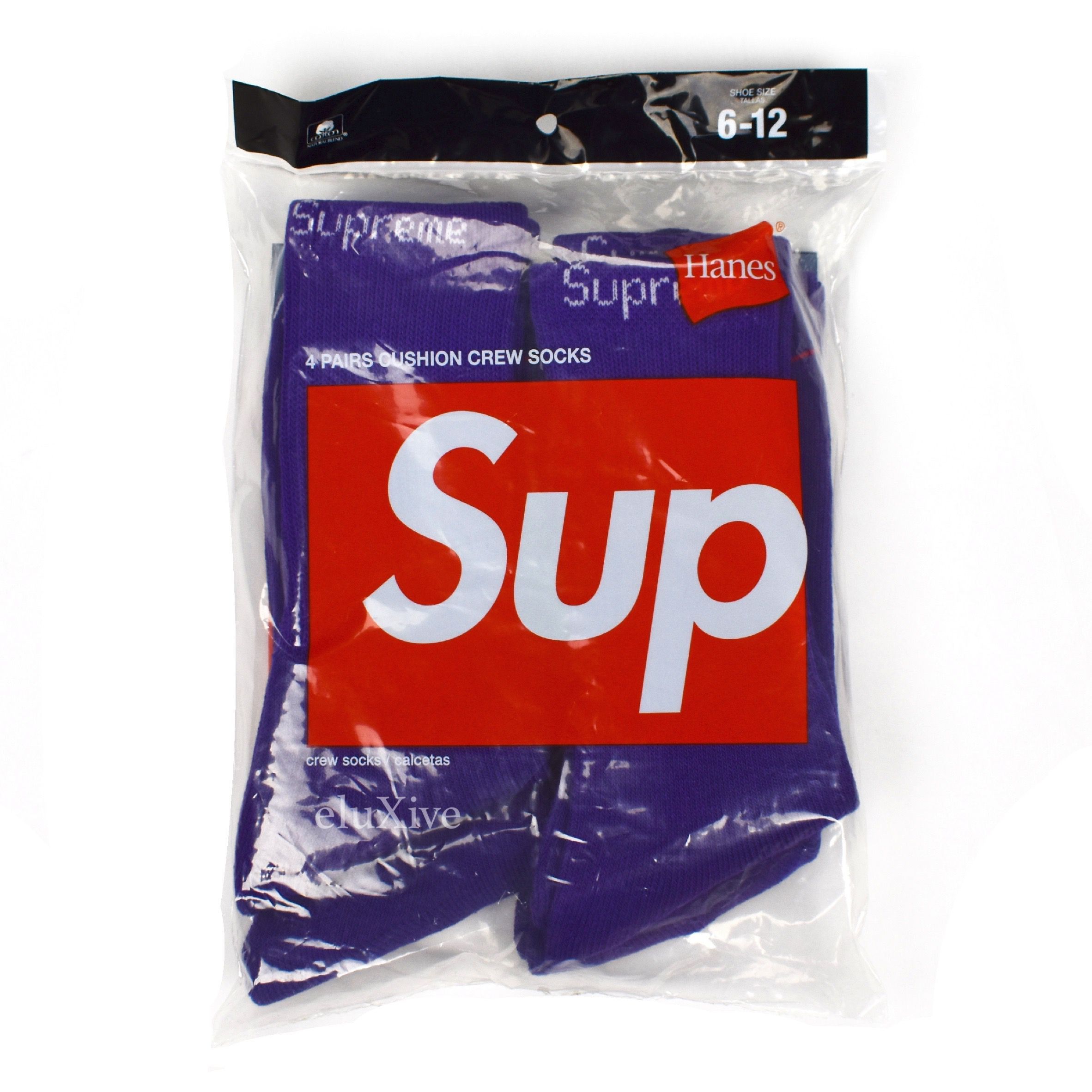 Supreme Purple Logo Knit Crew Socks (4-Pack) - 1