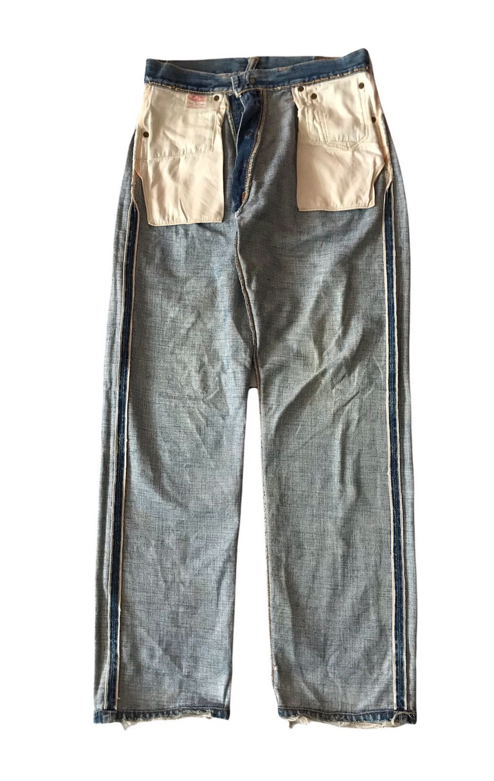 EVISU BY YAMANE DISTRESSED SELVEDGE JEANS - 7