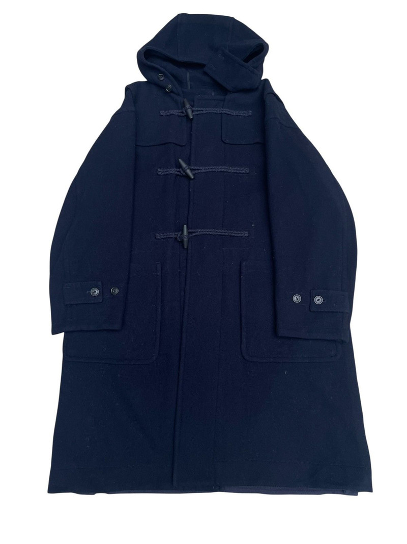 Jil Sander +J x Uniqlo Duffle Coat Navy Wool Hooded, Size M - 1