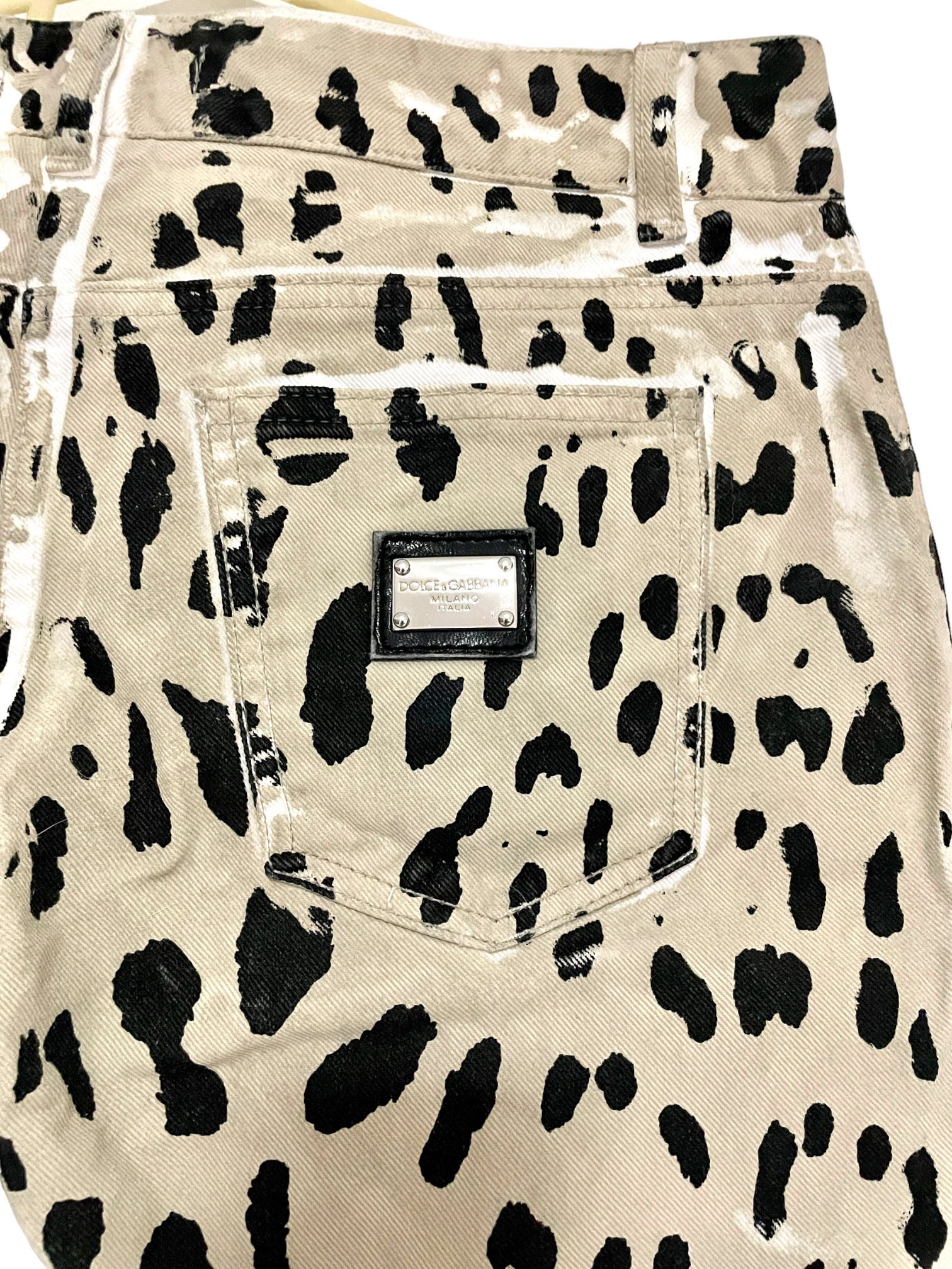 Dolce & Gabbana Neutral Leopard Print Mid-Rise Straight Leg Jeans - 5