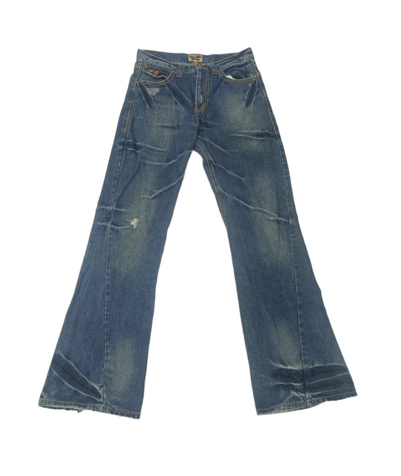Japanese Brand - Nylaus Whiskered Mud Max Flare Jeans - 1