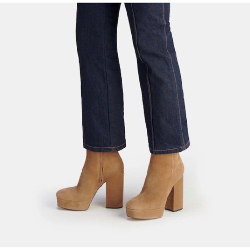Coach Suede Platform Block Heel Ankle Booties Iona Tan – Size 9 - 1