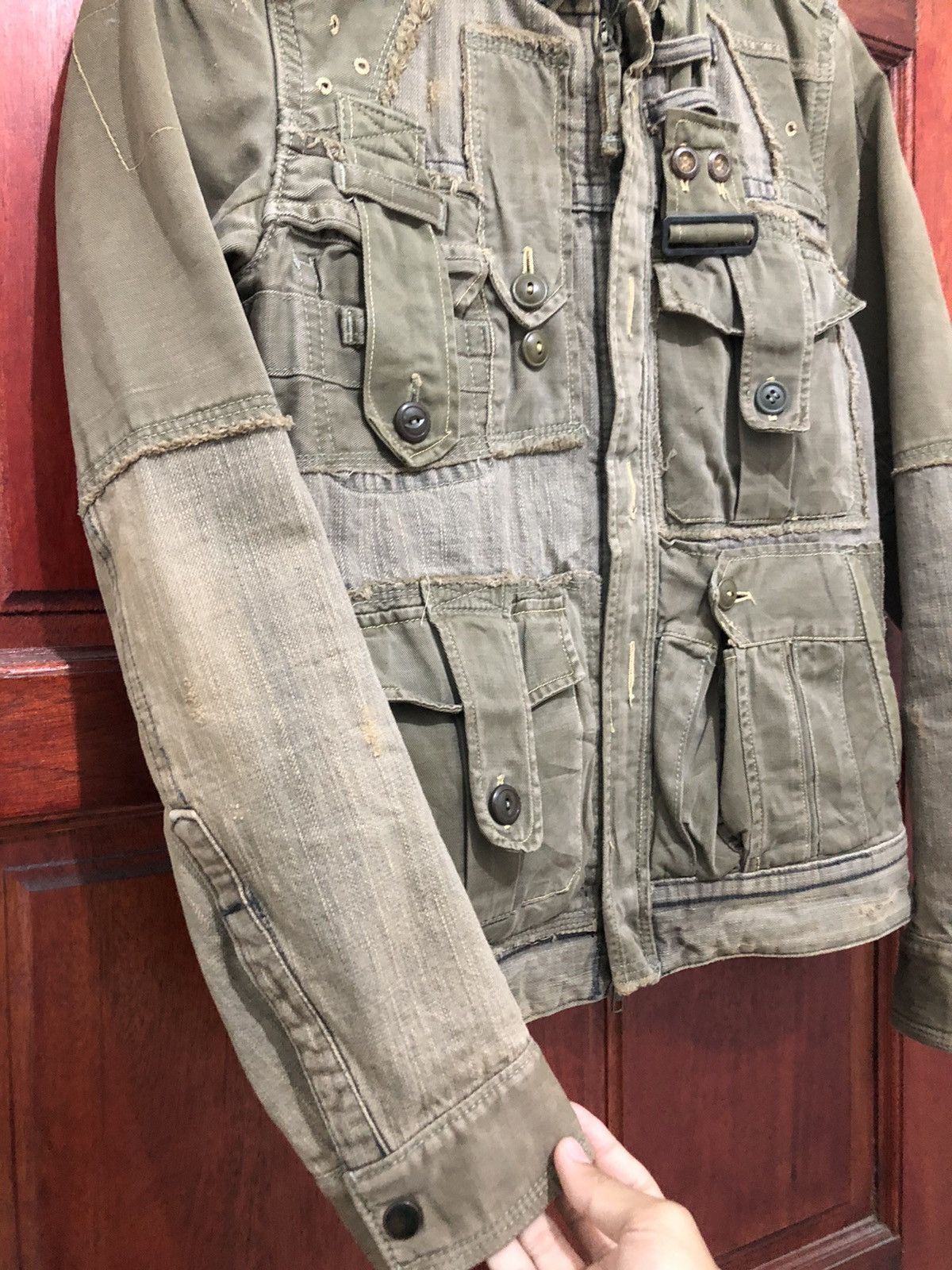 Rare Japanese Brand Multi Pocket Patchwork Utility Jacket - 7