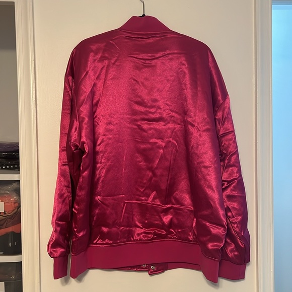 Azalea Wang Pink Oversized Satin Bomber Jacket - 9