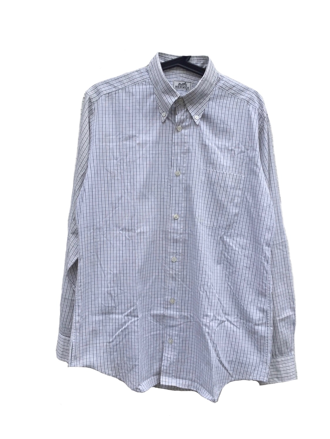 Vintage Hermes Basic Checkered Long Sleeve Shirt - 1