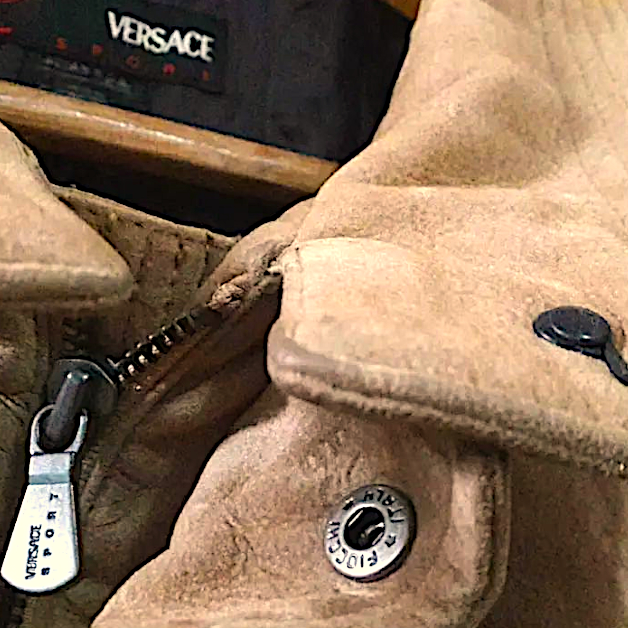 Vintage Versace Trench Coat Suede Leather Sportswear Italy - 5