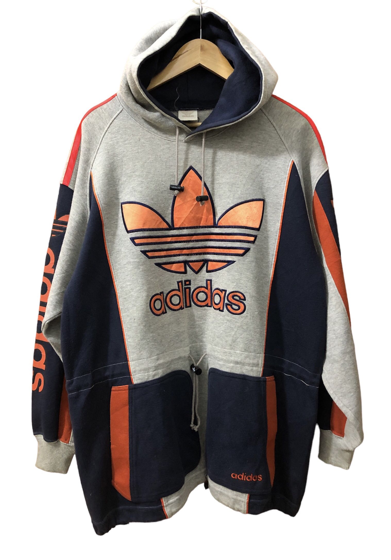 Vintage Adidas Big Logo Embroidery Sweatshirt Hoodie Streetwear Clothing - 1