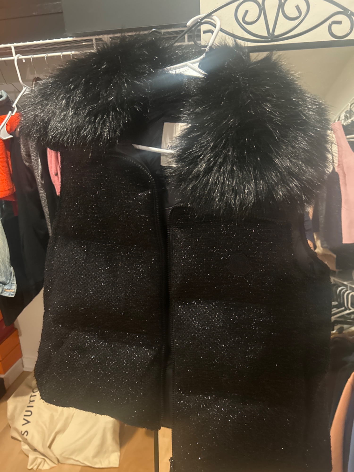 Moncler Faux Fur Padded Gilet Vest Black Size 1 - 5