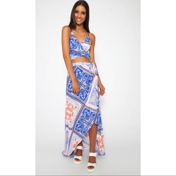 Peppermayo Patchwork Printed Wrap Skirt Set - 2