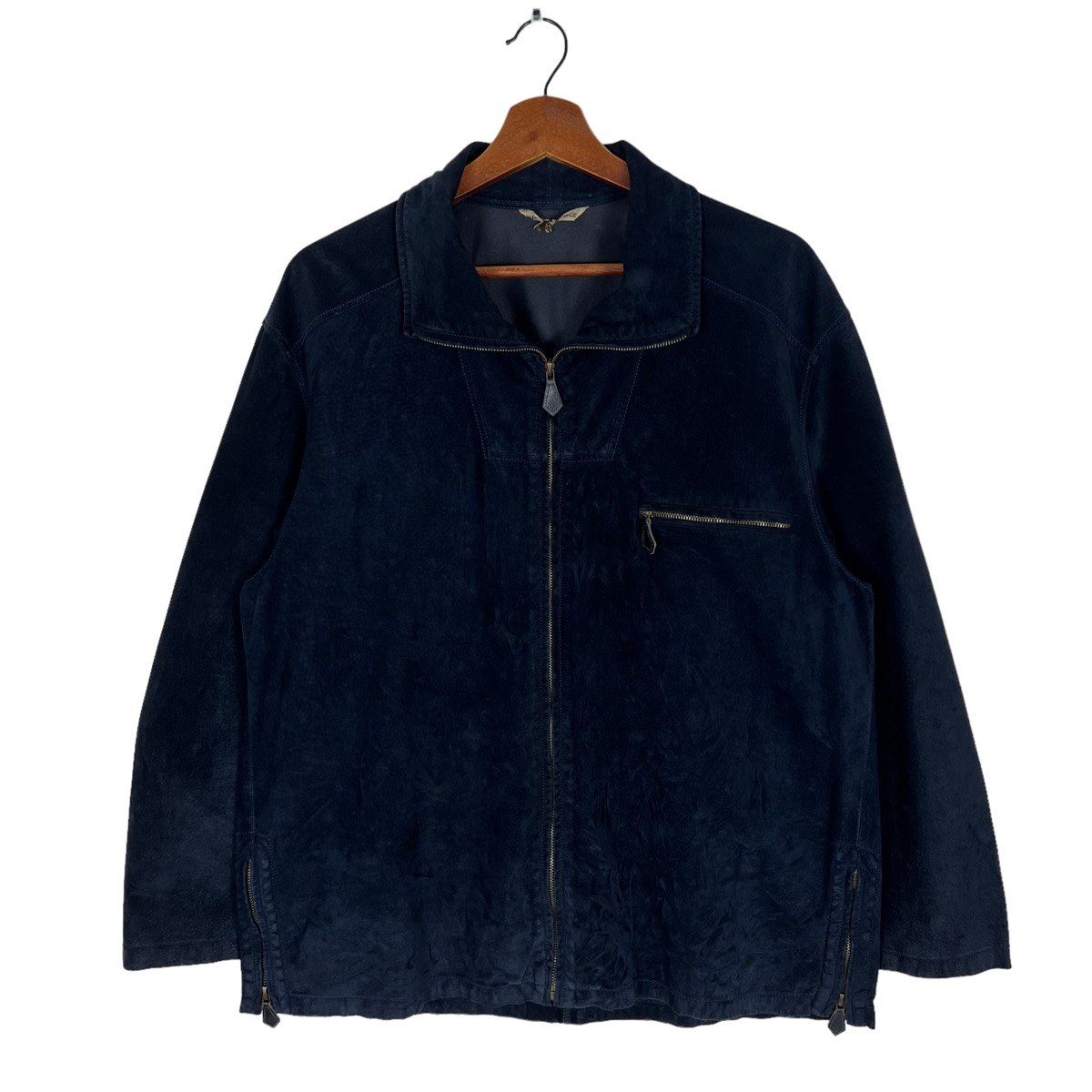 Vintage Hermes Blue Velvet Leather Jacket - 4