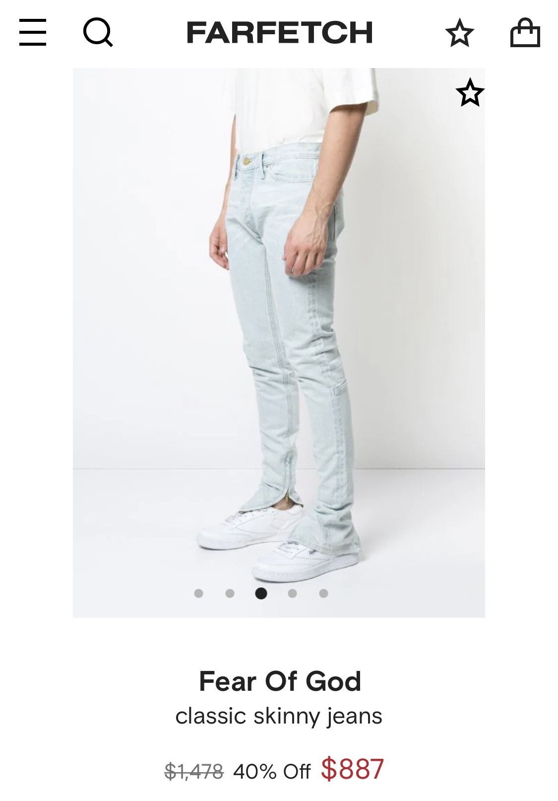 Fear of God Jeans Fifth Collection Washed Out Indigo 34 - 13