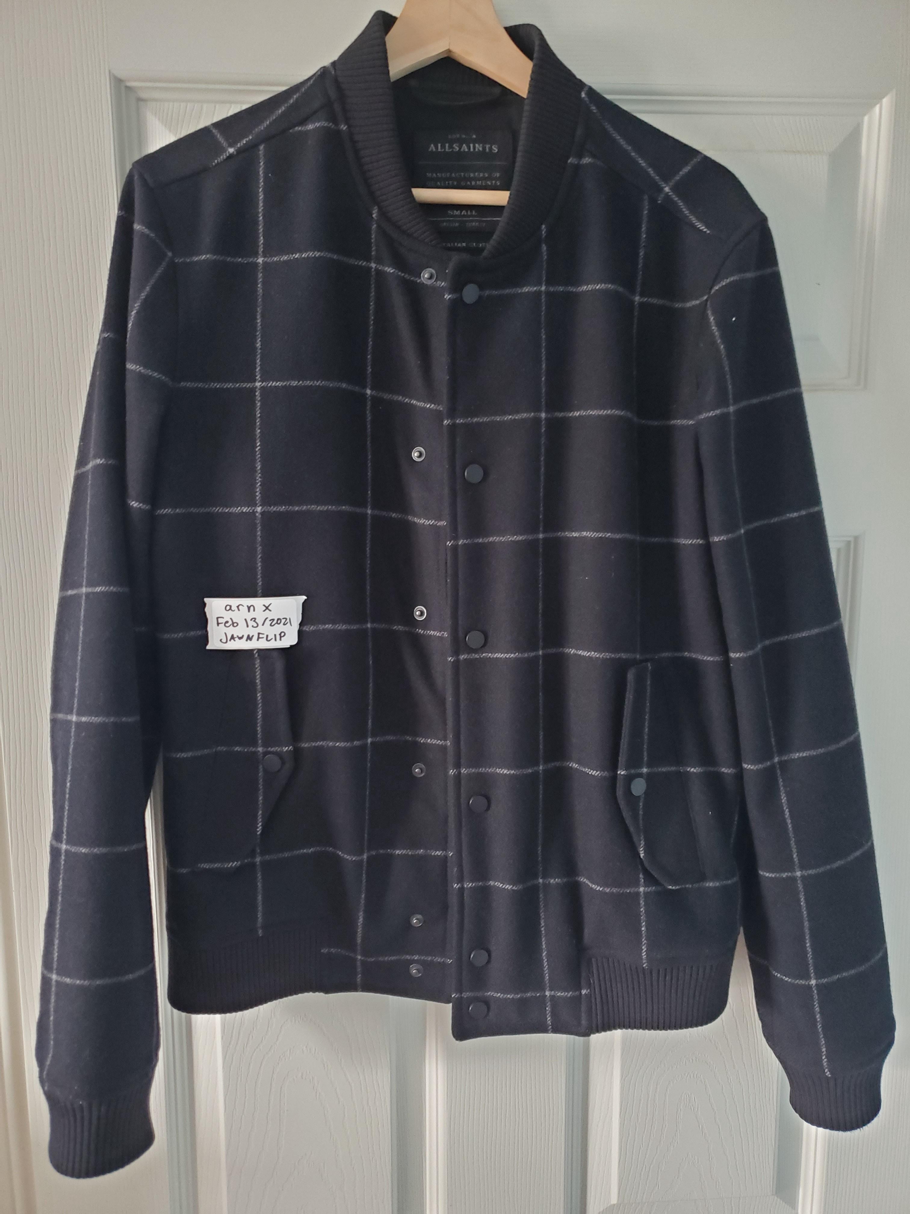 All Saints - Black Wool Check Bomber - 1