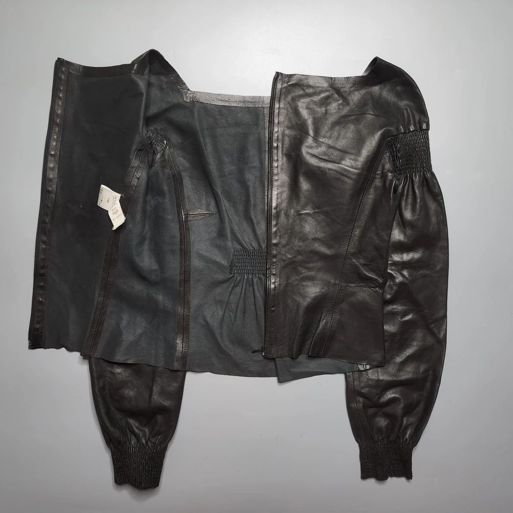 Gucci x Tom Ford - FW99 Runway Black Leather Peasant Blouse - 5