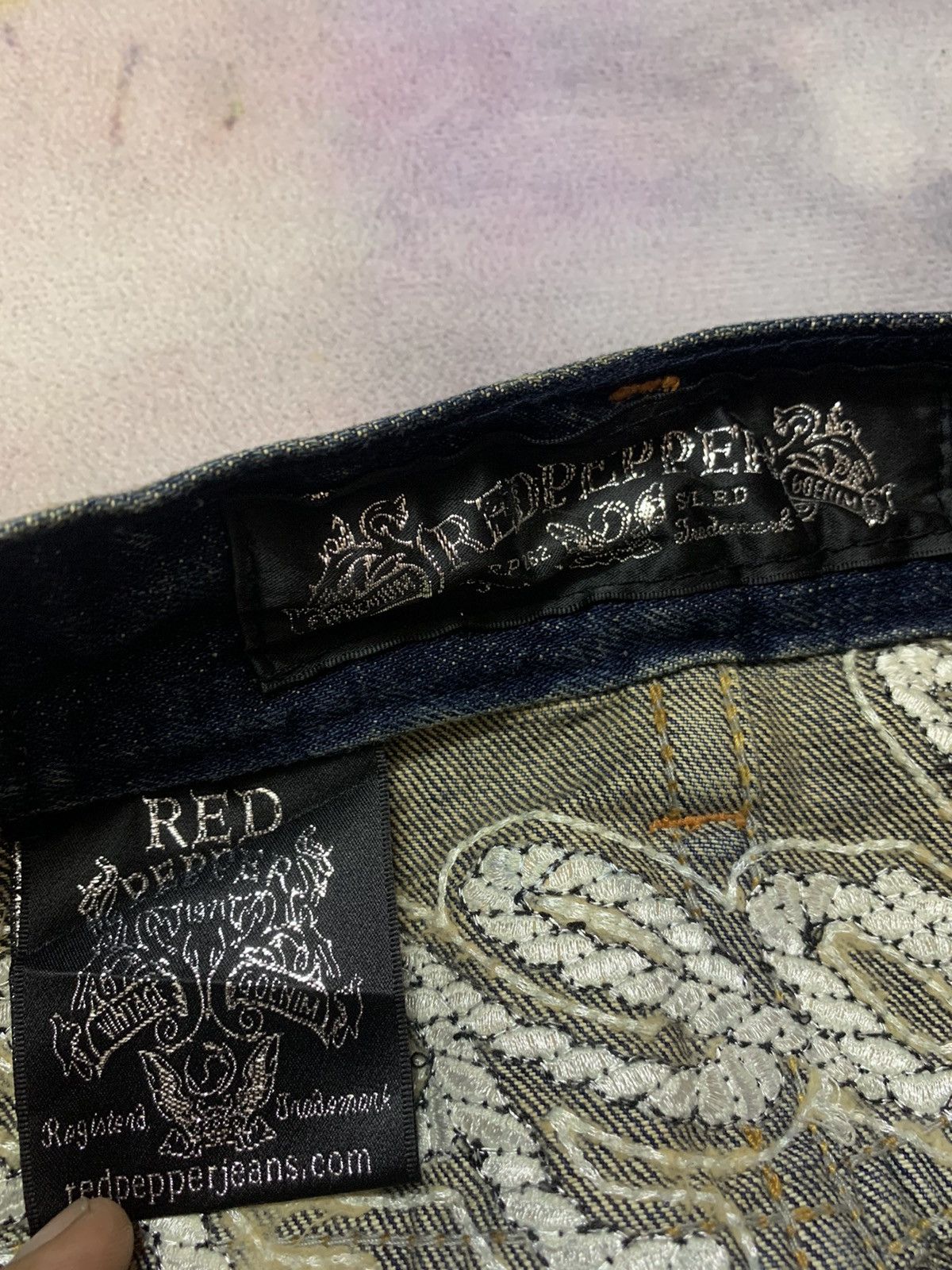 Ed Hardy - RED PEPPER Embroidery Eagle Washed Dirty Denim - 9