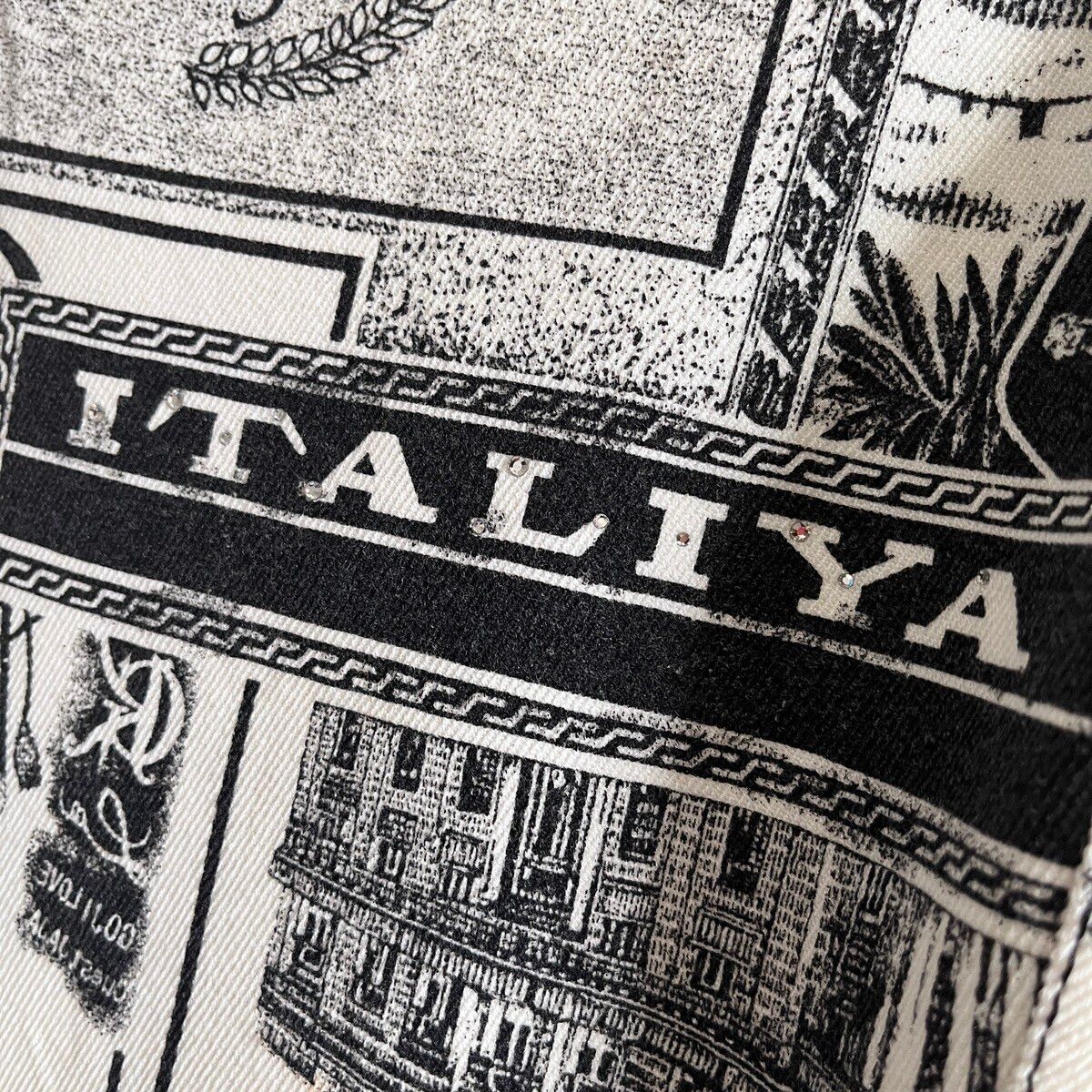 Vintage La Moda Goji Italiya Printed Flare Denim Stretchable - 15