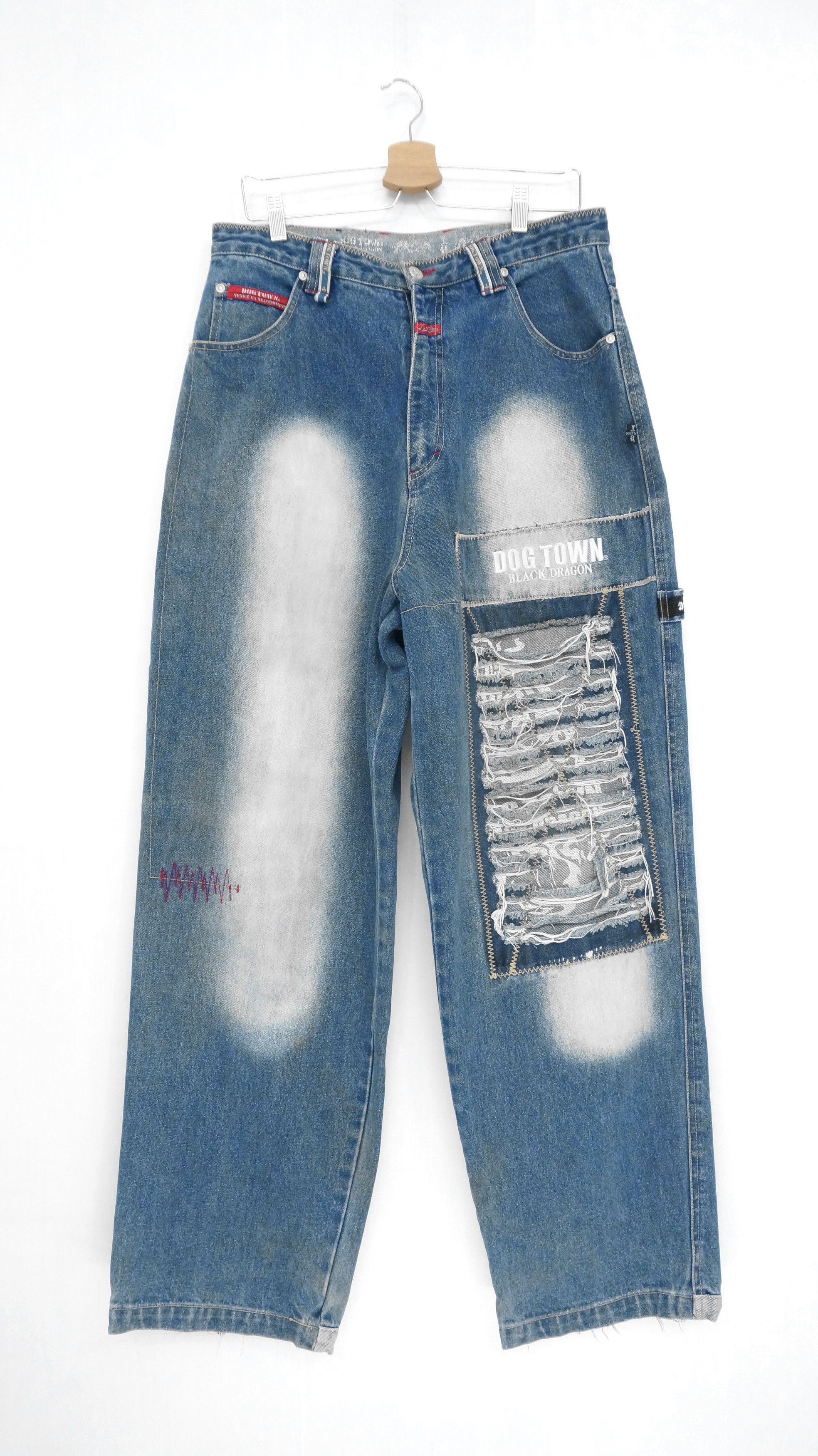 Distressed Denim - 🔥 90s Vintage DOGTOWN Distressed Baggy Worn Jeans - 2