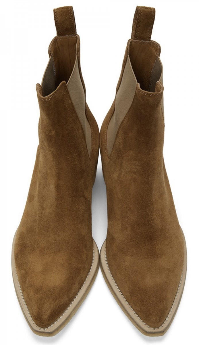 Crepe Suede Chelsea Boot Tan Point Toe - 4