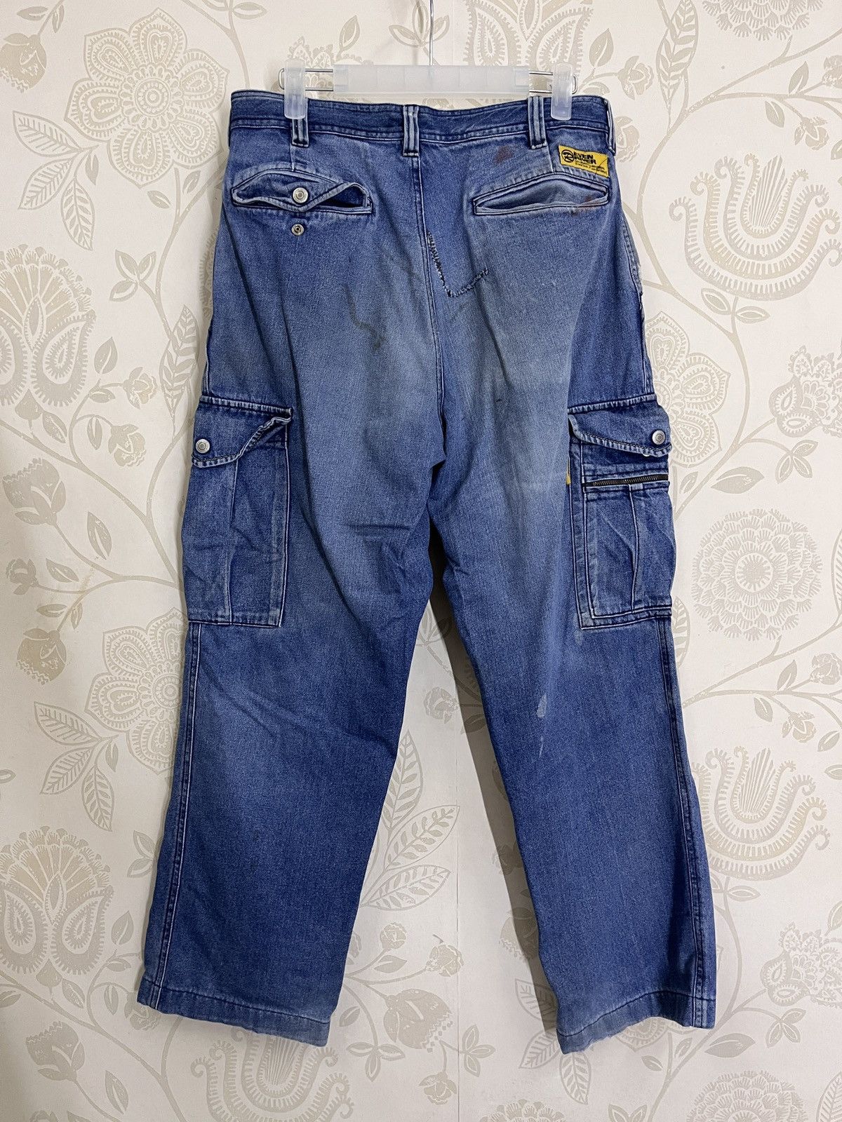 Distressed Denim - Worn Even River Japanese Cargo Denim Ripped Baggy Style - 2