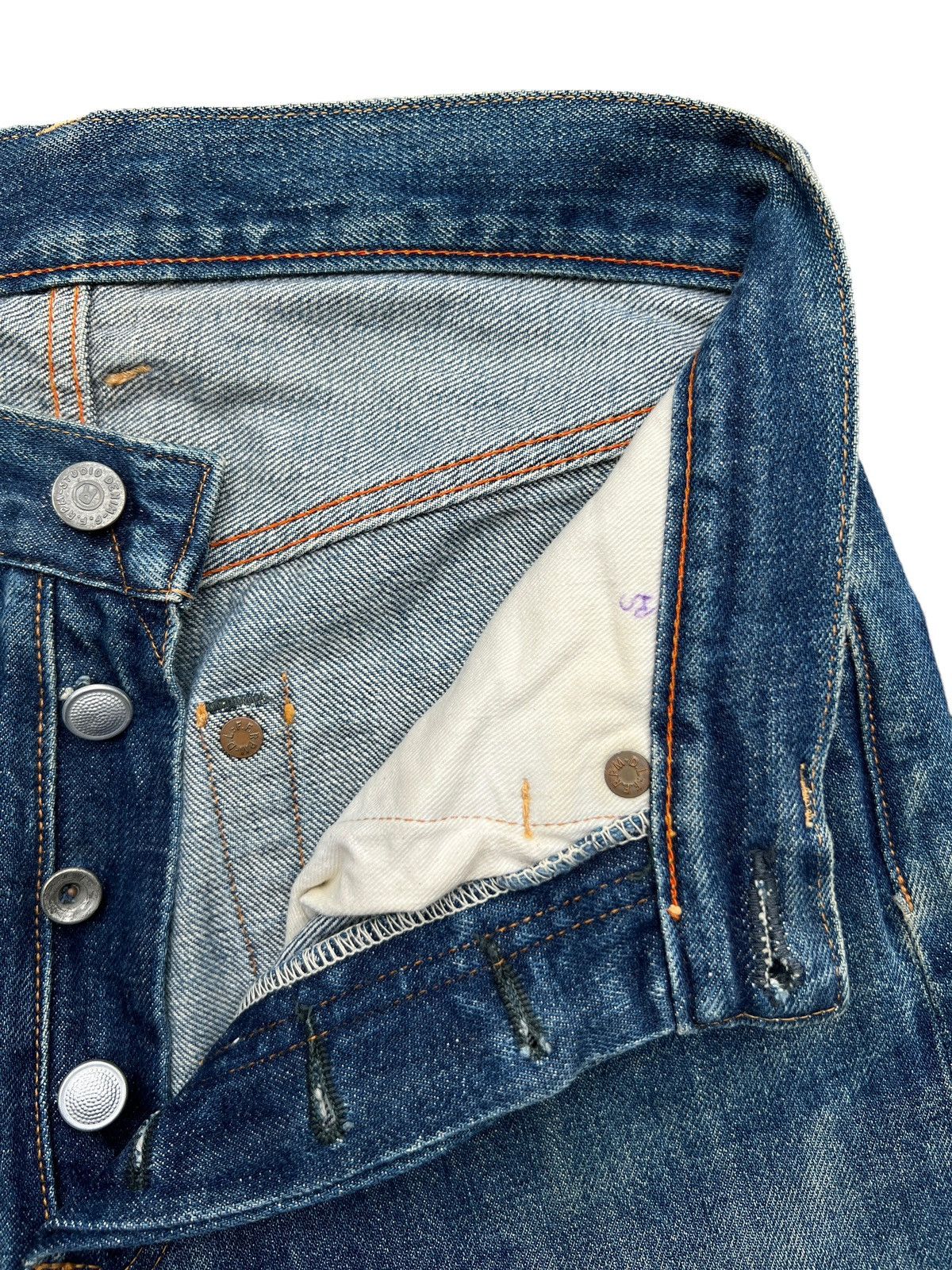 Vintage 45Rpm Selvedge Faded Distressed Denim Jeans 29x29 - 12