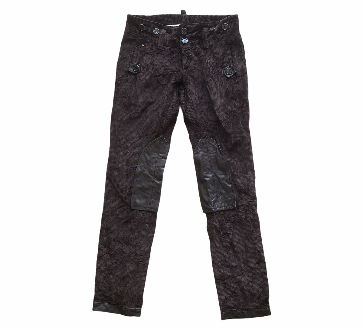 Archival Corduroy Leather Patch Biker Pants - 1