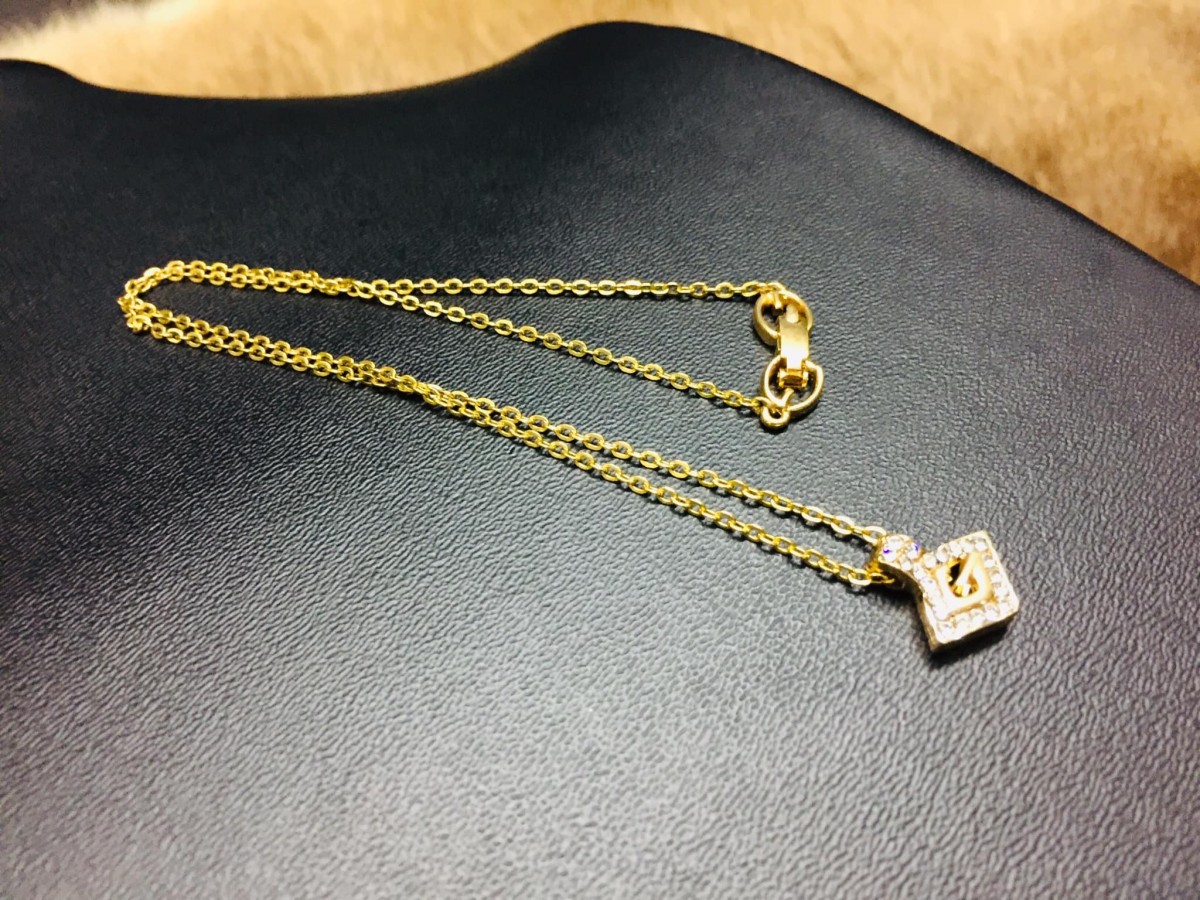 Quadrangle initial gold-plated pendant necklace - 1