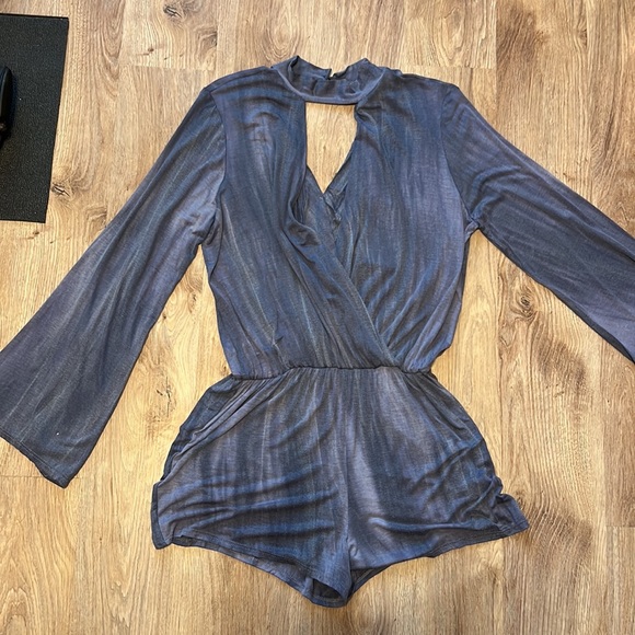 Vintage Havana Blue Long Sleeve Romper - 4