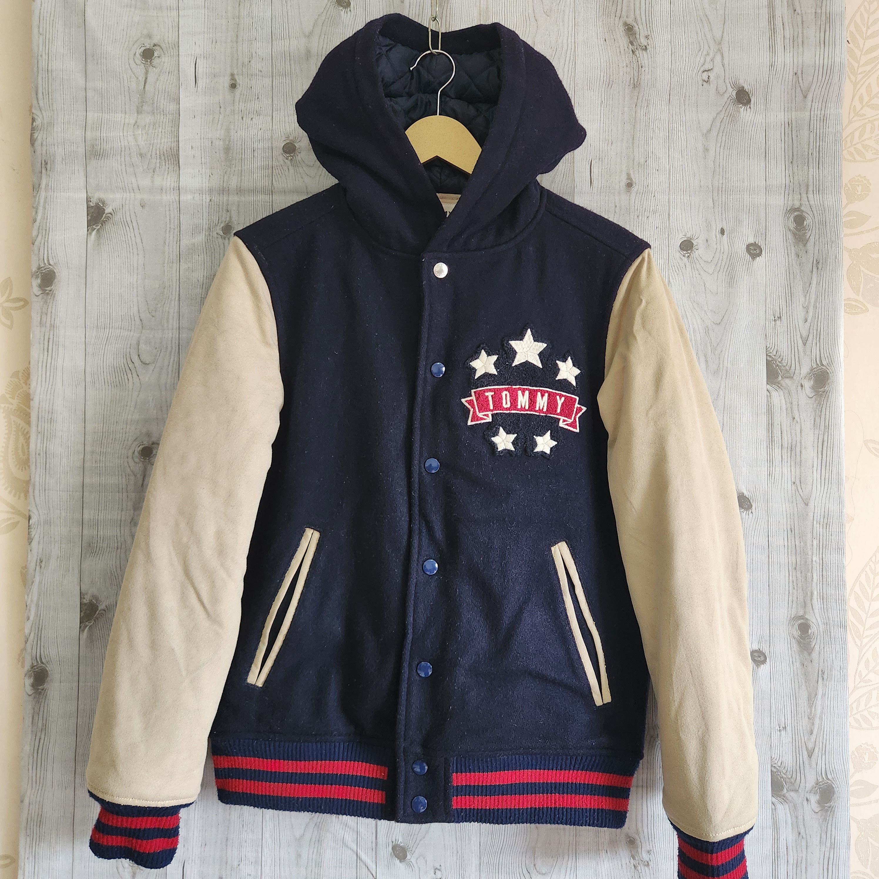 Vintage Y2K Tommy Varsity Jacket Bomber Style With Hoodie - 1