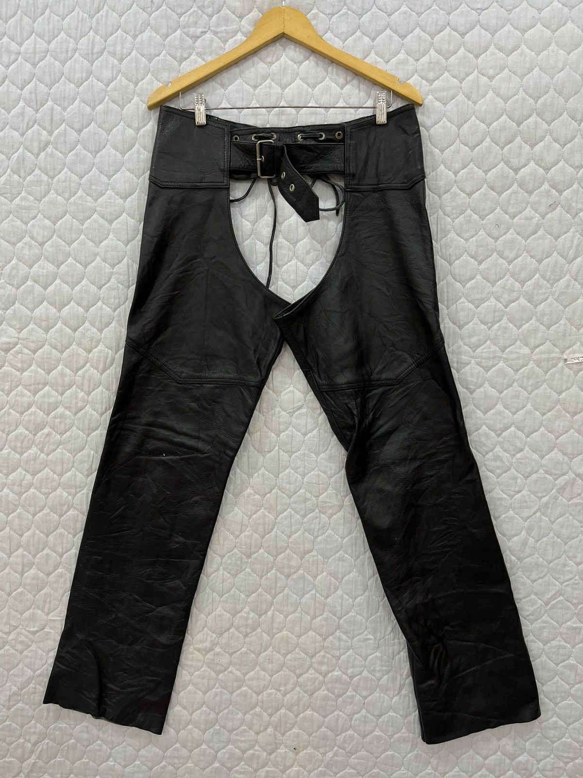 Genuine Leather - (Hh). HORN WORK LEATHER PUNK ROCK PANTS - 2