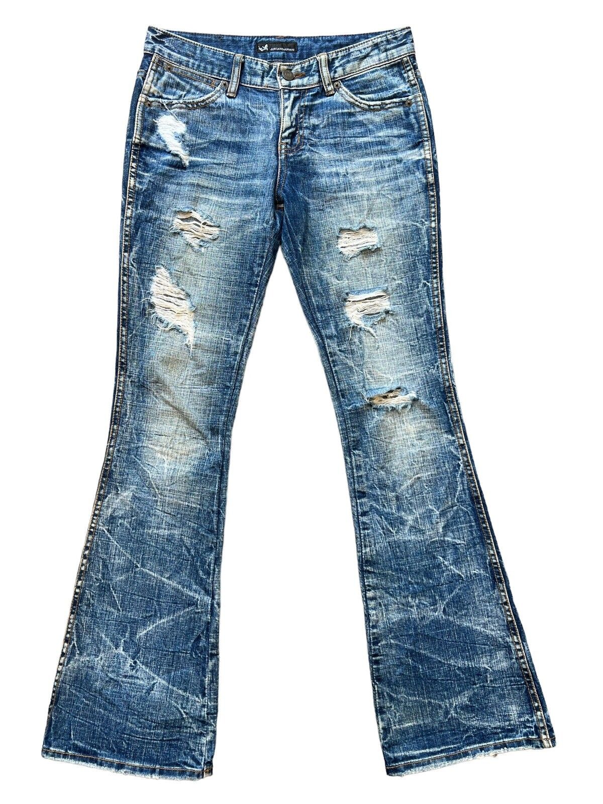Distressed Denim - Juriano Jurrie Distressed Boot Cut Flare Denim Jeans 29x31 - 2