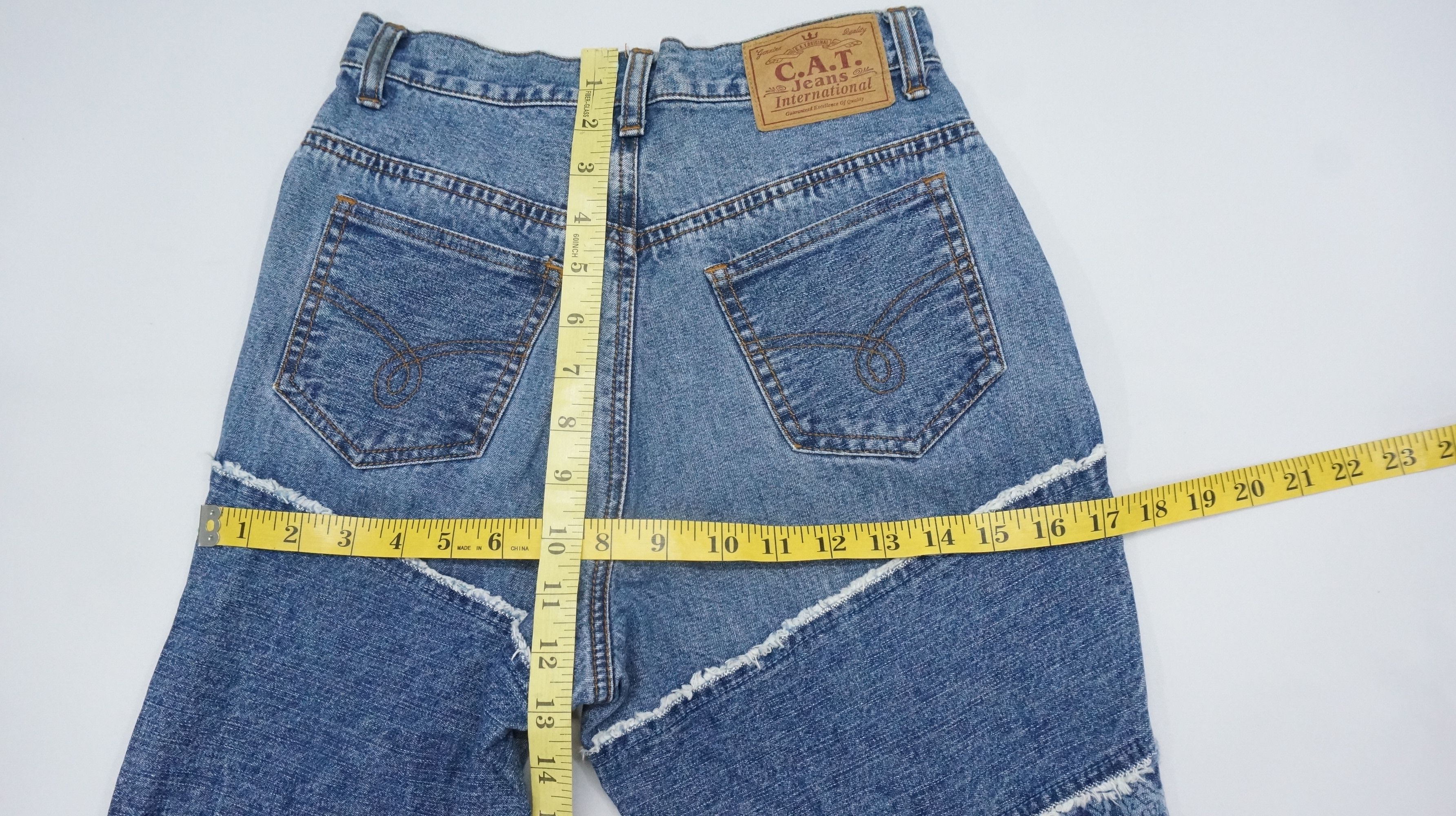 Rare Vintage 90s Flare High Waisted Patchwork Women Jeans - 14