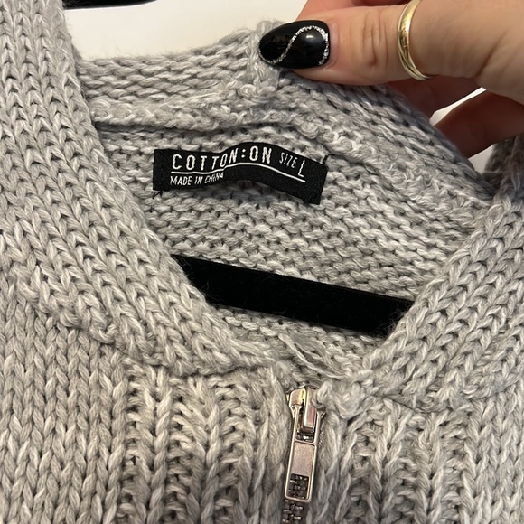 Cotton On Oversized Chunky Knit Zip Sweater - 9