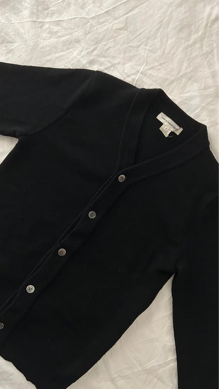 black premium wool cardigan . made in japan - 7